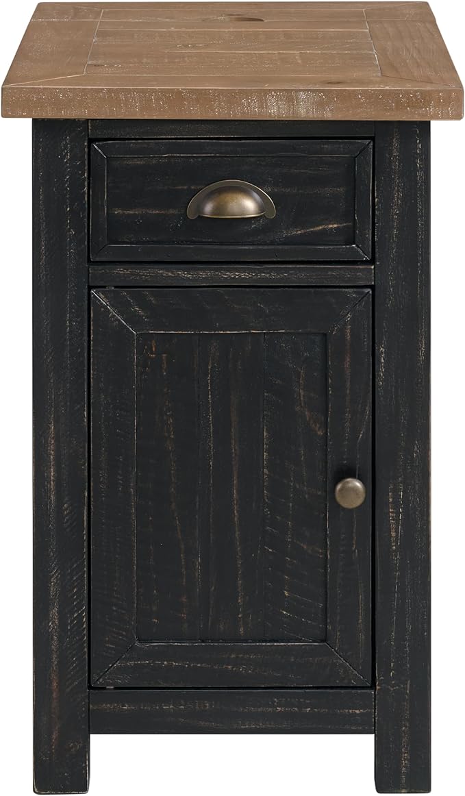 Martin Svensson Home Monterey Chairside Table with Power, Black and Driftwood