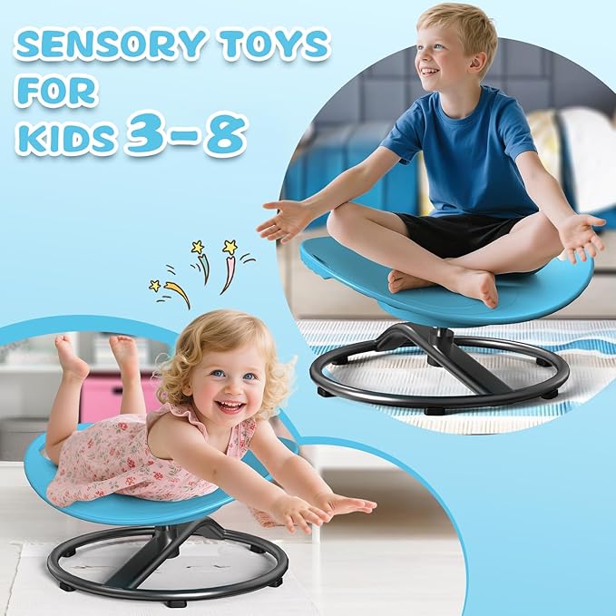 Spinning Chair for Autistic Kids - Sensory Spinning Chair for Autistic Children with Safety Handle & Non-Slip Design, Sensory Swivel Chairs for Kids 3-8 Years(Blue)