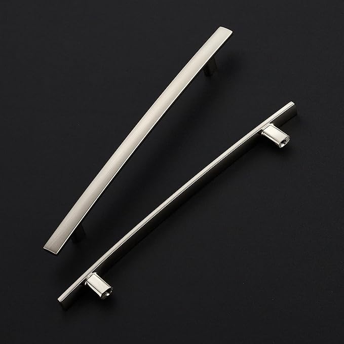 15 Pack Cabinet Handles 7.5" Hole Center - Curved Cabinet Pulls Brushed Nickel Drawer Pulls for Kitchen Cupboard Solid Hardware for Dresser Drawer Arch Hardware