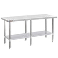 DuraSteel 24x84 Stainless Steel Work Table - NSF Commercial Prep Metal Table - Outdoor Pizza Oven Stand w/Under Shelf - Kitchen Island Laundry Utility Garage Microwave Stand Large Rolling Storage Cart