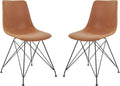 OSP Home Furnishings Trenton Modern Dining Chairs, Set of 2, Sand Faux Leather