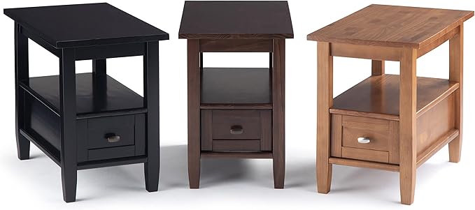 SIMPLIHOME Warm Shaker SOLID WOOD 14 inch Wide Rectangle Transitional Narrow Side Table in Tobacco Brown for the Living Room and Bedroom