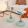 Stylish Hourglass Side Table - Contemporary Design for Living Rooms, Cafes, Dining Areas, Bedrooms, and Outdoor Spaces - Perfect Accent Piece for Any Decor (2, Light Green)