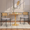Mid Century Modern Dining Chairs Set of 2 with Rattan Backrest,Velvet Upholstered Accent Kitchen & Dining Room Chairs with Sturdy Metal Frame,Gray