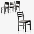Livinia Seattle Modern Farmhouse Kitchen Dining Room Chair Set of 4, Solid Wood Fabric Upholstered Cushion Seat Wood Ladder Back Chairs (Black)