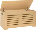 DINZI LVJ Storage Chest, 39.4”Wooden Storage Box with 2 Safety Hinges, Entryway Shoe Bench with Flip-Top, Farmhouse Style Trunk for Living Room, Bedroom, Play Room, Easy Assembly, Natural