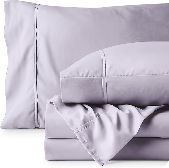 Bare Home California King Sheet Set - 1800 Ultra-Soft Microfiber Cal King Bed Sheets - Double Brushed - Deep Pockets - Easy Fit - 4 Piece Set - Bed Sheets (Cal King, Light Lavender)