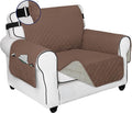 PureFit Reversible Sofa Cover Water Resistant Chair Couch Cover, Machine Washable Furniture Cover with Non-Slip Foam and Adjustable Strap for Dogs, Pets (Chair, Brown/Beige)