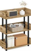 Furinno Turn-N-Tube 3-Tier Multipurposes Display Rack, Open Shelf Rack/Storage with Back & Side Panel, Flagstaff Oak/Black