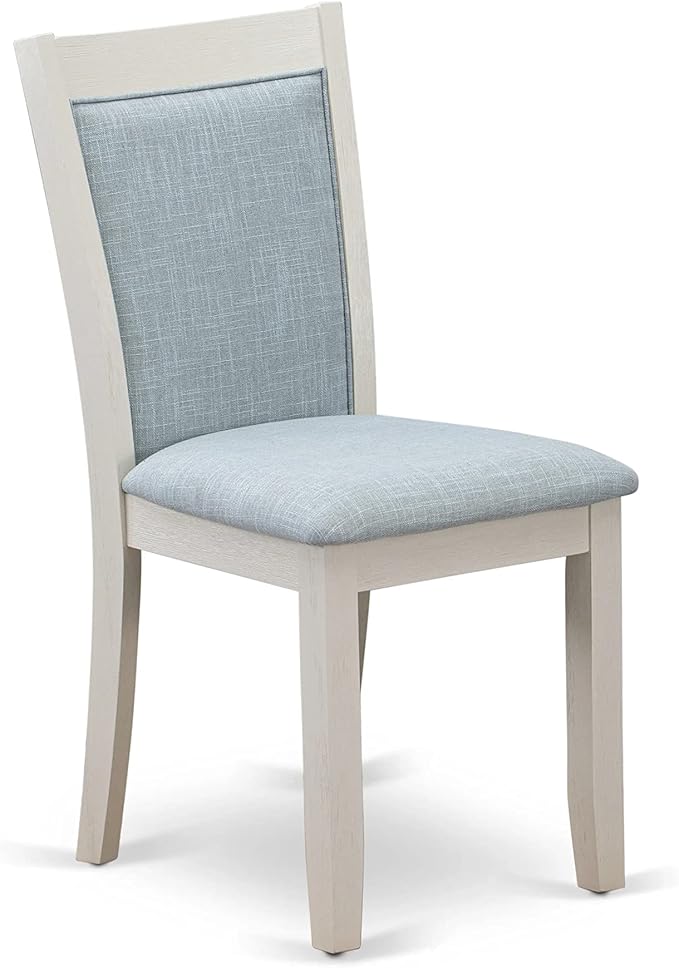 East West Furniture X027MZ015-6 6 Piece Kitchen Table Set Contains a Rectangle Dining Table with X-Legs and 4 Baby Blue Linen Fabric Parson Chairs with a Bench, 40x72 Inch, Multi-Color