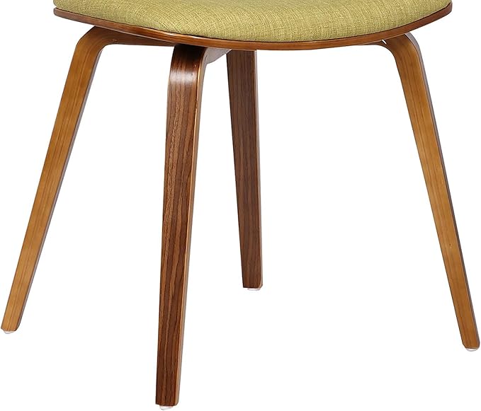 Armen Living Jaguar Mid-Century Dining Chair in Walnut Wood and Green Fabric - Set of 2