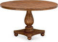 I52-0N-TP Dining Room Table with Acacia Wood Round Tabletop and Elegant Pedestal Base - Antique Walnut Finish