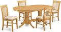 East West Furniture VANO5-OAK-C 5 Piece Dining Set Includes an Oval Dining Room Table with Butterfly Leaf and 4 Linen Fabric Upholstered Kitchen Chairs, 40x76 Inch, Oak