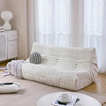 N&V Fireside Three Seater Sofa, Mid Century Armless Twin Size Floor Lounge Chair, Soft Premium Corduroy Accent Chair for Living Room, Bedroom (Ivory)