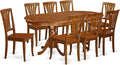 East West Furniture PLAV9-SBR-W 9 Piece Dining Room Furniture Set Includes an Oval Kitchen Table with Butterfly Leaf and 8 Dining Chairs, 42x78 Inch, Saddle Brown