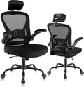 ralex-chair Ergonomic Office Chair with Adjustable Headrest & Lumbar Support, Desk Chair with Flip-Up Armrests, Comfortable for Home, Office, Conference Room