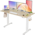 Seang Electric Standing Desk Adjustable Height, 55 x 24 Inch Sit Stand Desk with T-Shaped Frame, 3 Memory Presets & Cable Management for Home Office Computer Workstation, White Frame/Nature Top