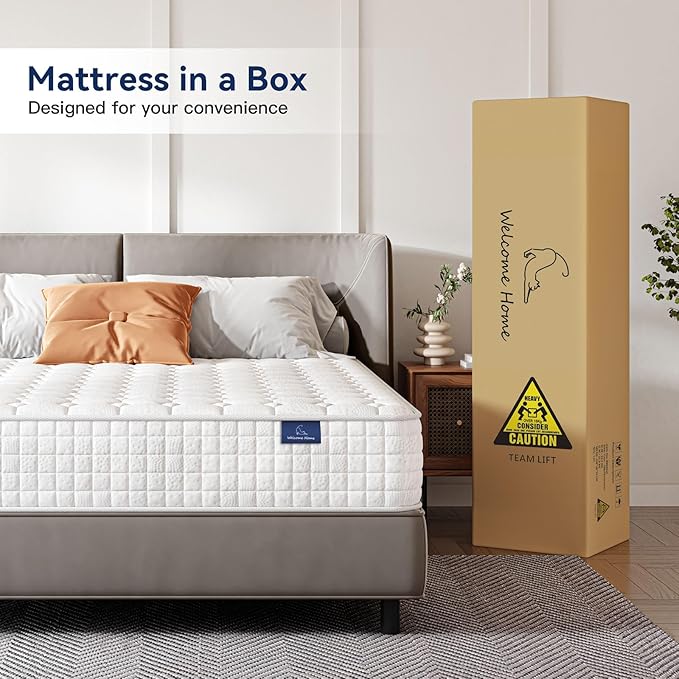 Vesgantti 8 Inch Multilayer Hybrid Twin XL Mattress - Multiple Sizes & Styles Available, Ergonomic Design with Memory Foam and Pocket Spring, Medium Firm Feel, White