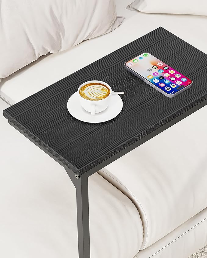 TUTOTAK C Shaped End Table, Tray Table, Small Side Table, 28.7 inch Tall Couch Table, Tv Tray, Sofa Table, Living Room, Bed Room, Black TB01BK071