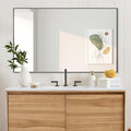 30x48 Inch Black Bathroom Mirror, Copper-Free Mirror, Aluminum Alloy Frame Vanity Mirror, Rectangle Wall Mounted Mirror, Modern Mirror for Bedroom/Living Room/Porch Horizontal or Vertical