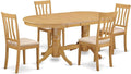 East West Furniture VAAN5-OAK-C 5 Piece Dining Table Set for 4 Includes an Oval Kitchen Table with Butterfly Leaf and 4 Linen Fabric Kitchen Dining Chairs, 40x76 Inch, Oak