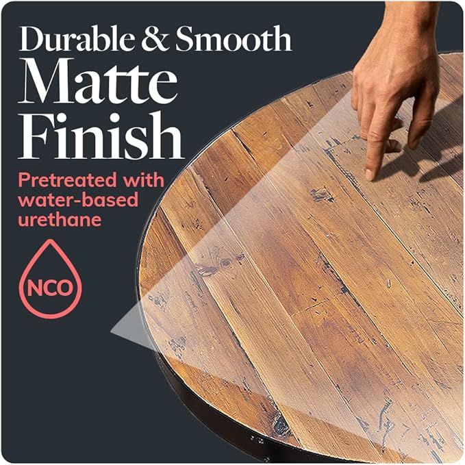 Reclaimed Wood Table Top - Rustic Recycled Wooden Piece Perfect for Signs, Kitchens, Dining and Coffee Table Tops (Reclaimed Wood Table Top with Metal Edge, 30” Round)