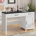 Farmhouse 47" Executive Desk, Computer Desk with Drawers and Storage Cabinet, Workstation Computer Desk for Home Office and Study.(Black)