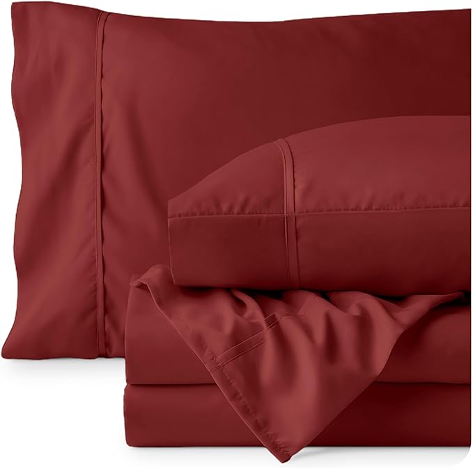 Bare Home King Sheet Set - 1800 Ultra-Soft Microfiber King Bed Sheets - Double Brushed - Deep Pockets - Easy Fit - 4 Piece Set - Bed Sheets (King, Rosewood)