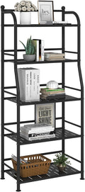 5 Tier Metal Shelf Storage Shelves Living Room Bookshelf Bathroom Corner Storage Rack for Kitchen,Indoor Plant Stand (Matte Black, 5 Tier)