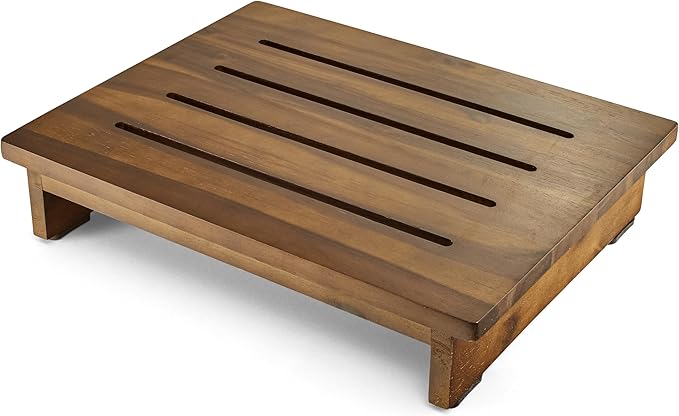HOLANA 3.5" One Step Stool for Adults - Step Stools for Bed - Indoor/Outdoor - 200 lbs Safety Stepping Stool Bathroom for Handicap, Elderly, Seniors, Kid, Bathtub, High Beds, Kitchen (Walnut)