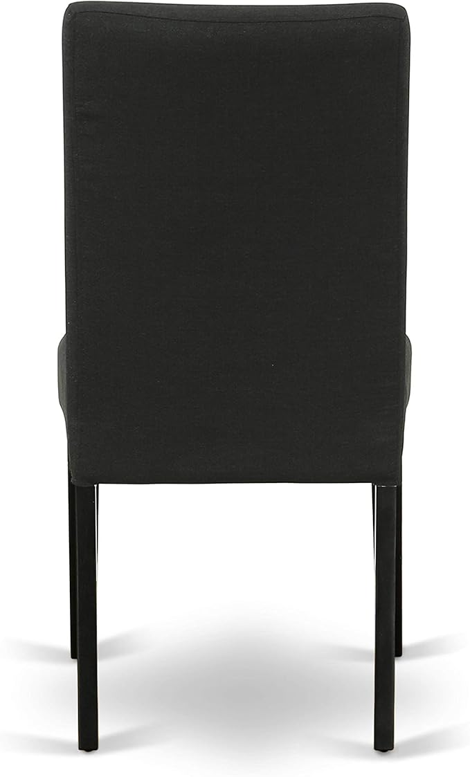 East West Furniture LGDR9-BLK-24 9 Piece Dining Room Set Includes a Rectangle Kitchen Table with Butterfly Leaf and 8 Black Color Linen Fabric Upholstered Chairs, 42x84 Inch, Black