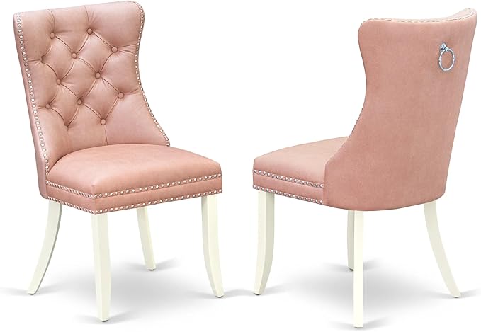 East West Furniture LGDA7-LWH-23 7 Piece Dining Set Includes a Rectangle Dining Table with Butterfly Leaf and 6 Polyester Fabric Upholstered Chairs, linen white