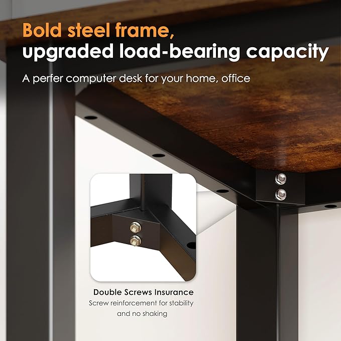Need Small Computer Desk 39.4 inches Sturdy Writing Desk for Small Spaces, Small Desk Teens Desk Study Table Laptop Desk, Rustic Brown AC3-10060-FB