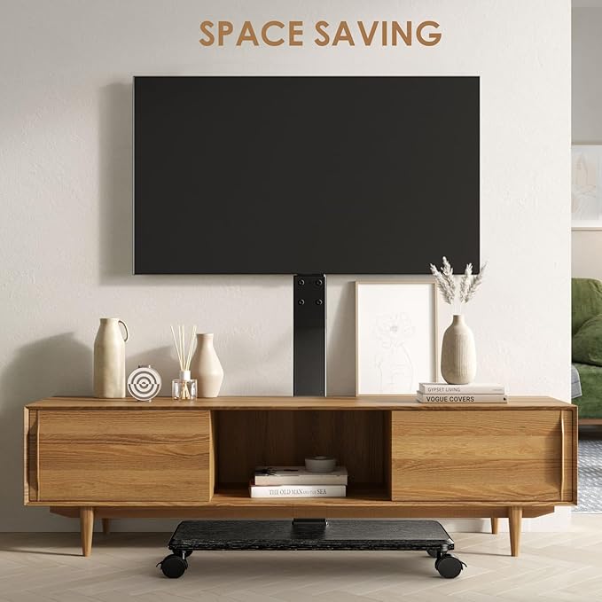 Rolling TV Stand Portrait for 65 70 75 Inch TVs, Tilt and Swivel Mobile TV Cart on Wheels up to 110 Lbs, 6 Height Adjustable PortableTV Stand, Max VESA 600x400mm