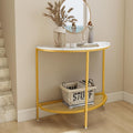 Entry Table Narrow Livingroom Furniture: 2 Tier Modern Console Table with Gold Frame and Imitation Marble Top for Kitchen Bedroom Hallway Living Room Office and More (Gold)