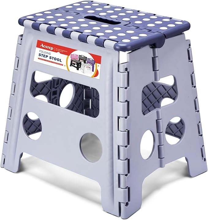 ACSTEP 13 Inch Folding Step Stool,Foldable Step Stools for Kids and Adults 300 LB Capacity, 300 LB Capacit Suitable for Kitchen Fishing (Purple)
