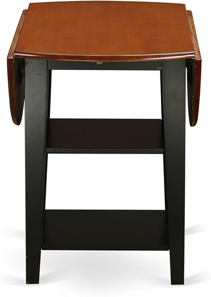 East West Furniture SUNI5-BCH-LC 5 Piece Dining Table Set for 4 Includes a Round Kitchen Table with Dropleaf & Shelves and 4 Faux Leather Kitchen Dining Chairs, 42x42 Inch, Black & Cherry