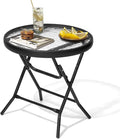 Outdoor Side Table - Small Patio End Table All Weather, Patio Furniture Sets and Outside Furniture for Pool, Balcony, Deck, Porch, Black