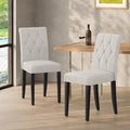 Upholstered Dining Chairs Set of 2, Modern Button Tufted Parsons Design with Solid Wood Legs, Soft Fabric Side Chairs Comfortable & Stylish, White