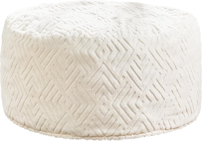 Hobestluk Bean Bag Chairs Adults Beanbag Chair with Filler Large Bean Bags with Fluffy Embossed Cover, Giant Bean Bag Chairs for Adults (White, 3FT - 36” x 36” x 22”)