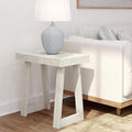 Plank+Beam Classic Rectangular Side Table, 25", Slim Side Table for Living Room, Narrow Nightstand for Small Spaces, Wood End Table for Bedroom, White Sand Wirebrush