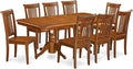 East West Furniture NAPO9-SBR-W 9 Piece Kitchen Table Set Includes a Rectangle Dining Table with Butterfly Leaf and 8 Dining Room Chairs, 40x78 Inch, Saddle Brown