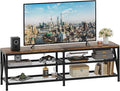 TV Stand for TVs up to 70 Inch, 63" Long Industrial TV Console Table with 3-Tier Storage Shelves, Entertainment Center for Living Room, Bedroom (Rustic Brown)