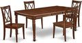 East West Furniture DOCL5-MAH-W 5 Piece Modern Dining Table Set Includes a Rectangle Wooden Table with Butterfly Leaf and 4 Kitchen Dining Chairs, 42x78 Inch, Mahogany