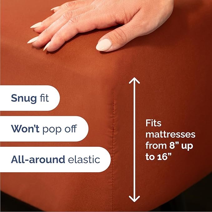 Cal King Size 4 Piece Sheet Set - Comfy Breathable & Cooling Bed Sheets Set - Hotel Luxury Bedding for Women, Men, Kids, Teens, Boys & Girls - Deep Pockets, Soft, Wrinkle Free - Oeko-Tex - Terracotta