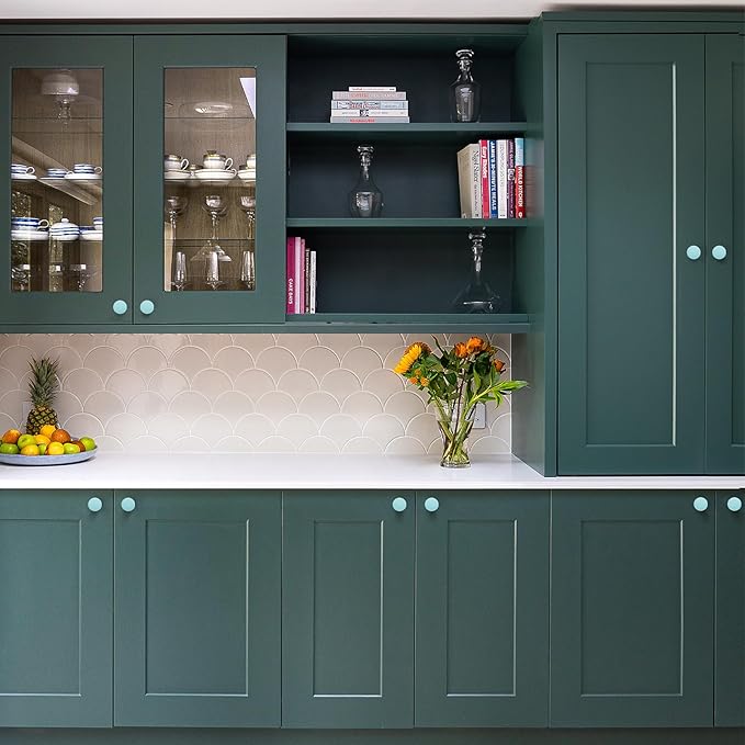 Ravinte 5 Pack Drawer Pulls 1-1/4 Inch Kitchen Cabinet Knobs Solid Round Dresser Drawer Knobs Green Dresser Knobs Drawer Knobs Simple Cabinet Hardware for Cupboard Drawer Pulls