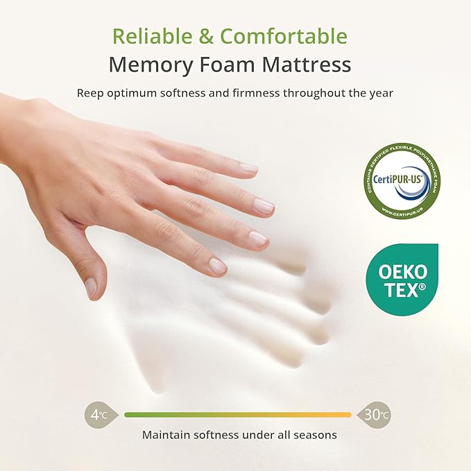 8 Inch Twin Mattress, Memory Foam Mattress with Cooling Green Tea Gel, Relieve Pressure with Medium Firm Support, CertiPUR-US Certified, 75''L x 38''W, White