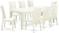 East West Furniture LGIP9-LWH-W 9 Piece Dining Table Set Includes a Rectangle Dining Room Table with Butterfly Leaf and 8 Wooden Seat Chairs, 42x84 Inch, Linen White