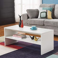 Panana 2-Tier Coffee Table Simple Couch Sofa Side End Table Tea Accent Table for Living Room Office, 39.4" x 15.7" x 15.7" (White)