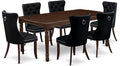 East West Furniture DODA7-MAH-24 7 Piece Dining Room Set Includes a Rectangle Kitchen Table with Butterfly Leaf and 6 Polyester Fabric Padded Chairs, 42x78 Inch, Mahogany